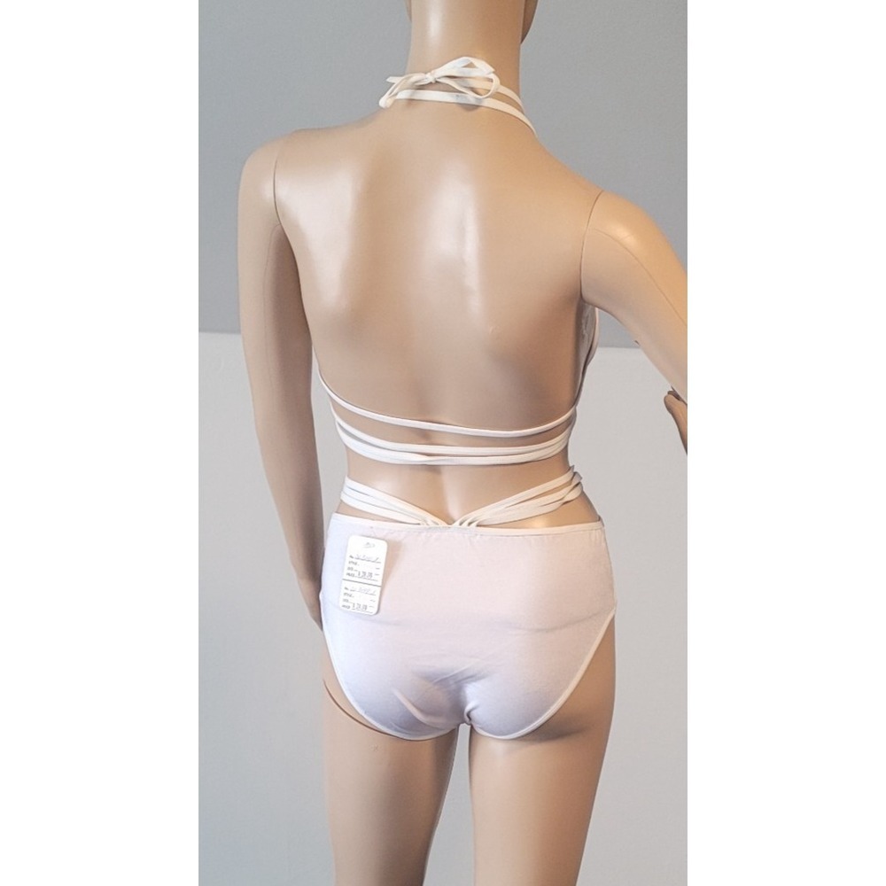 Woman Sexy White Cotton Stretch Bikini Size Medium SL3140 - Picture 7 of 8